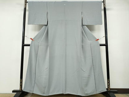 平和屋着物●上質な色無地　白鼠色　正絹　逸品　CABF3240ut