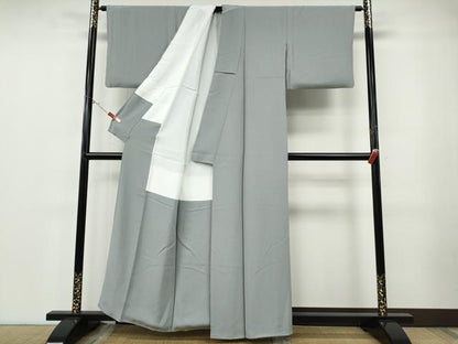 平和屋着物●上質な色無地　白鼠色　正絹　逸品　CABF3240ut
