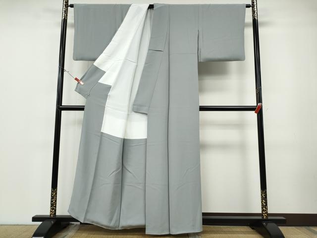平和屋着物●上質な色無地　白鼠色　正絹　逸品　CABF3240ut