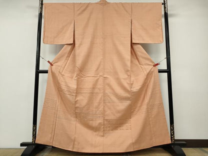 平和屋着物●訪問着　紬地　めがね織　横段吉祥文　正絹　逸品　CABF3243ut
