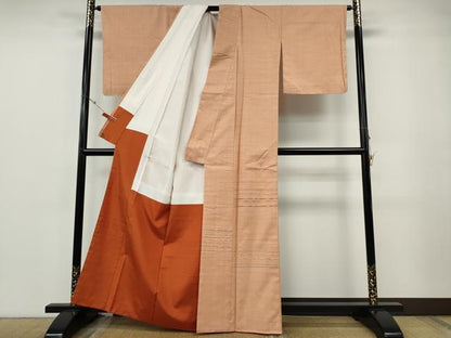平和屋着物●訪問着　紬地　めがね織　横段吉祥文　正絹　逸品　CABF3243ut