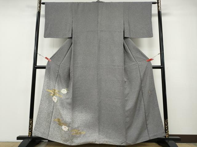 平和屋着物●京友禅の第一人者　松井青々　色留訪問着　エ霞花文　たたき染め　金銀彩　正絹　逸品　CABF3245ut