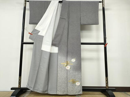 平和屋着物●京友禅の第一人者　松井青々　色留訪問着　エ霞花文　たたき染め　金銀彩　正絹　逸品　CABF3245ut