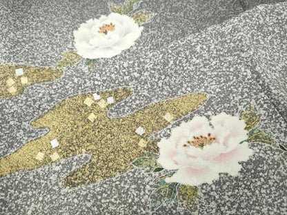 平和屋着物●京友禅の第一人者　松井青々　色留訪問着　エ霞花文　たたき染め　金銀彩　正絹　逸品　CABF3245ut
