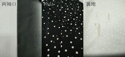 平和屋着物●小紋　大小あられ　黒地　洗える着物　CABF3253ut