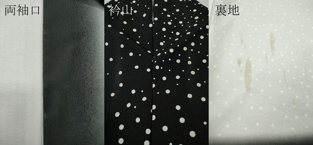 平和屋着物●小紋　大小あられ　黒地　洗える着物　CABF3253ut