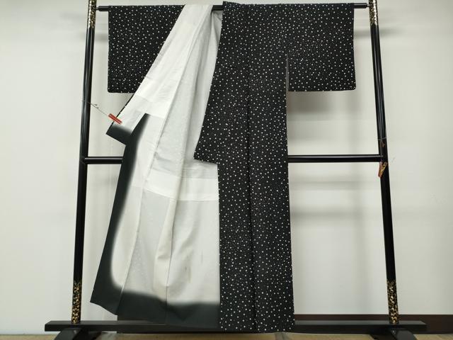 平和屋着物●小紋　大小あられ　黒地　洗える着物　CABF3253ut