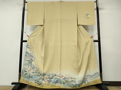 平和屋着物●訪問着　友禅　作家物　風景草花文　暈し染め　正絹　逸品　CABF3254ut