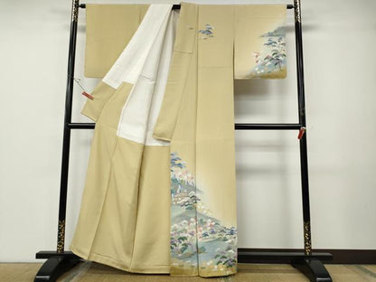 平和屋着物●訪問着　友禅　作家物　風景草花文　暈し染め　正絹　逸品　CABF3254ut