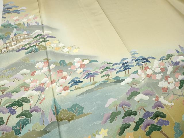 平和屋着物●訪問着　友禅　作家物　風景草花文　暈し染め　正絹　逸品　CABF3254ut
