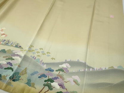 平和屋着物●訪問着　友禅　作家物　風景草花文　暈し染め　正絹　逸品　CABF3254ut