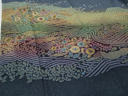 平和屋着物●訪問着　辻が花　絞り　刺繍　暈し染め　銀通し地　正絹　逸品　CABF3255ut