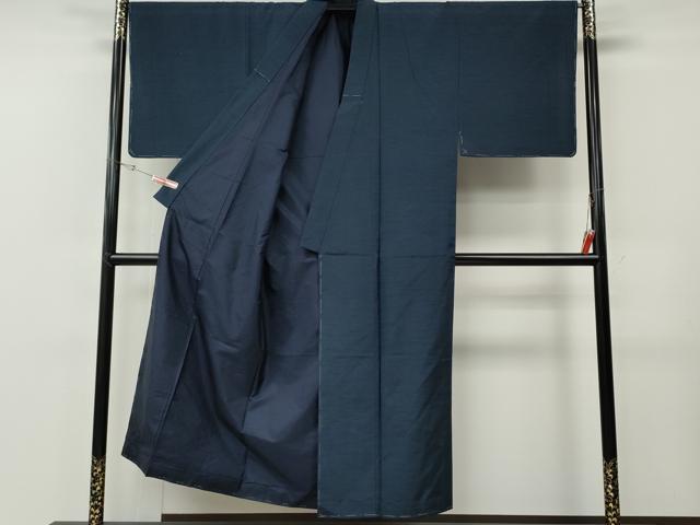 平和屋着物●男性　紬　髭紬　羽織セット　留紺色　正絹　逸品　CABF3257ut