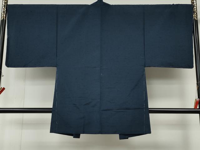 平和屋着物●男性　紬　髭紬　羽織セット　留紺色　正絹　逸品　CABF3257ut
