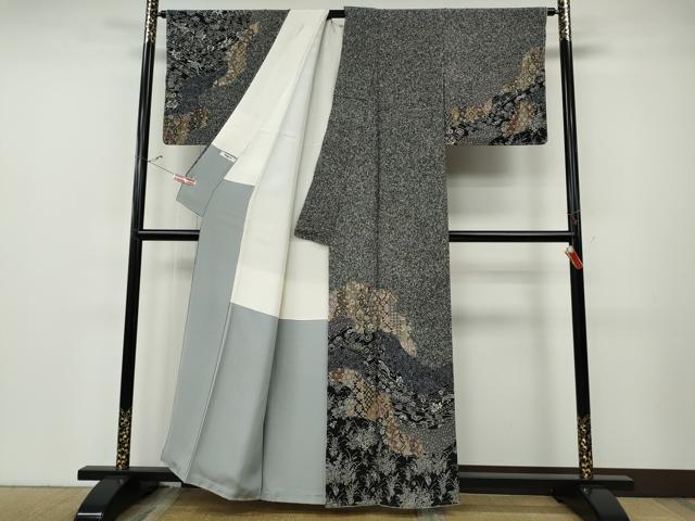 平和屋着物●二代目更甚　江戸更紗　坂尻耕人　訪問着　道長更紗花文　黒地　正絹　逸品　未使用　CABF3263ut