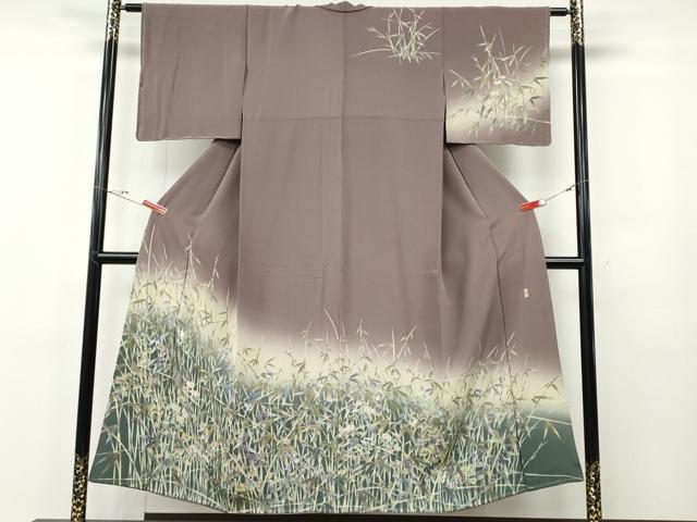 平和屋着物●十日町友禅作家　林静穂　訪問着　休み鳥草花文　暈し染め　正絹　逸品　未使用　CABF3264ut