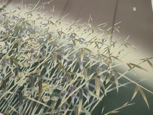 平和屋着物●十日町友禅作家　林静穂　訪問着　休み鳥草花文　暈し染め　正絹　逸品　未使用　CABF3264ut