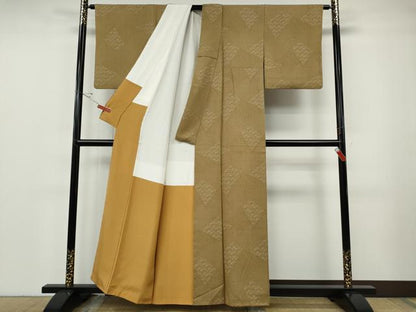 平和屋着物●江戸小紋　切嵌寄せ小紋柄　反端付き　正絹　逸品　CABF3267ut