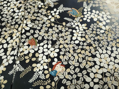平和屋着物●訪問着　刺繍　舞蝶枝葉文　暈し染め　金銀彩　正絹　逸品　CABF3268ut