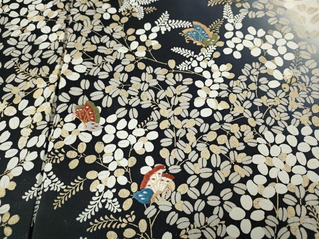 平和屋着物●訪問着　刺繍　舞蝶枝葉文　暈し染め　金銀彩　正絹　逸品　CABF3268ut