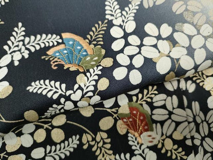 平和屋着物●訪問着　刺繍　舞蝶枝葉文　暈し染め　金銀彩　正絹　逸品　CABF3268ut