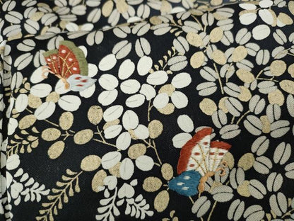 平和屋着物●訪問着　刺繍　舞蝶枝葉文　暈し染め　金銀彩　正絹　逸品　CABF3268ut
