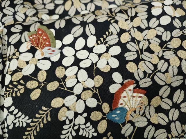 平和屋着物●訪問着　刺繍　舞蝶枝葉文　暈し染め　金銀彩　正絹　逸品　CABF3268ut