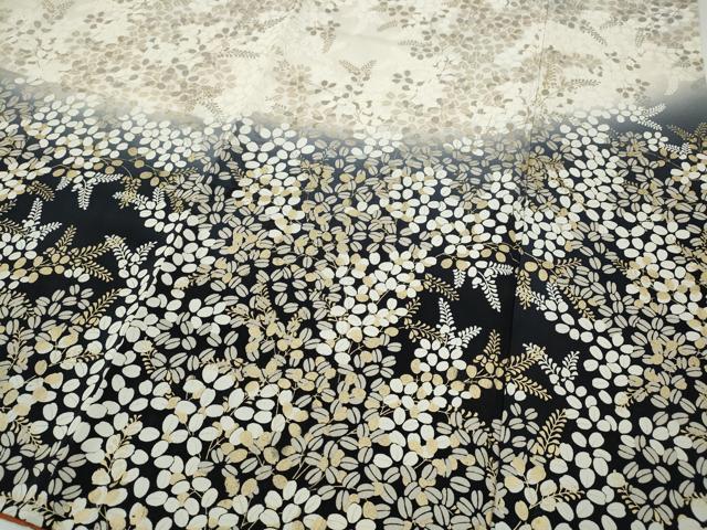 平和屋着物●訪問着　刺繍　舞蝶枝葉文　暈し染め　金銀彩　正絹　逸品　CABF3268ut