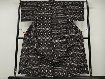 平和屋着物●久留米絣　単衣　菱花文　綿　逸品　CABF3272ut