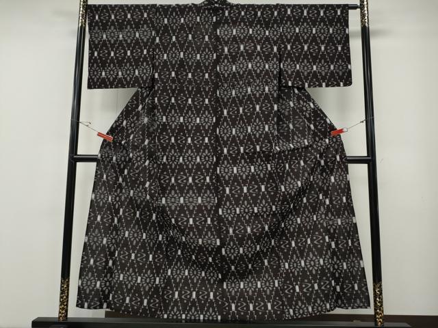 平和屋着物●久留米絣　単衣　菱花文　綿　逸品　CABF3272ut