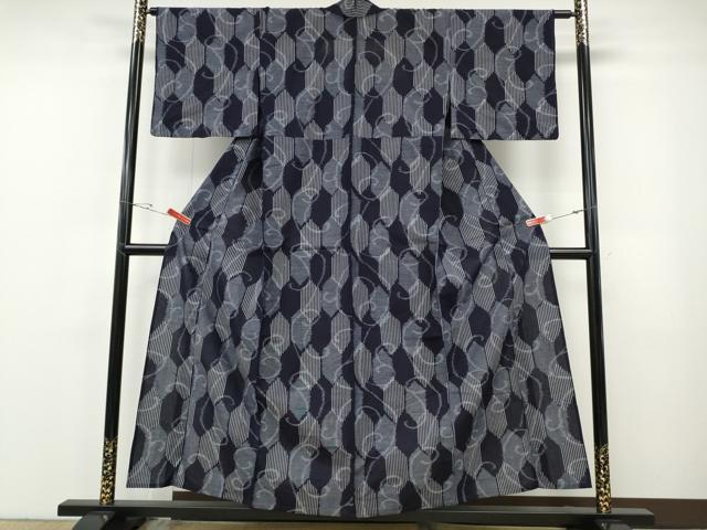 平和屋着物●久留米絣　単衣　亀甲蔦文　綿　逸品　CABF3273ut