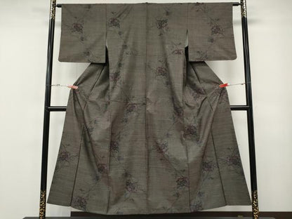 平和屋着物●本場大島紬　9マルキ　流水枝花文　正絹　逸品　CABF3274ut