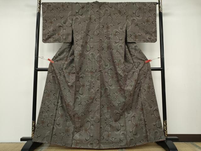 平和屋着物●本場大島紬　7マルキ　花唐草文　正絹　逸品　CABF3276ut