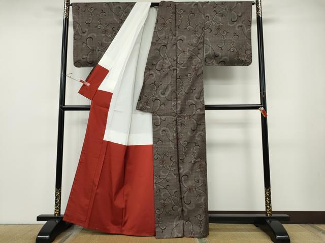 平和屋着物●本場大島紬　7マルキ　花唐草文　正絹　逸品　CABF3276ut