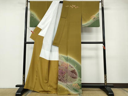 平和屋着物●中国三大刺繍　相良刺繍　訪問着　絞り　舞花文　暈し染め　金彩　正絹　逸品　CABF3280ut