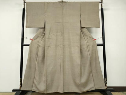 平和屋着物●上質な紬　白橡色　さが美扱い　正絹　逸品　CABF3281ut