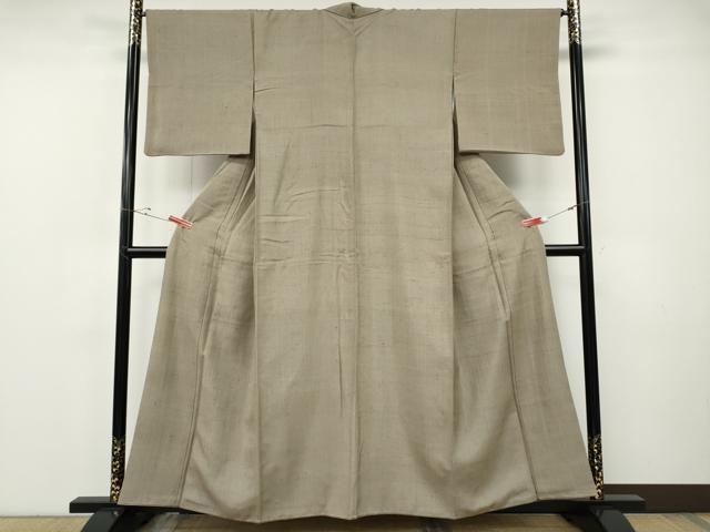 平和屋着物●上質な紬　白橡色　さが美扱い　正絹　逸品　CABF3281ut