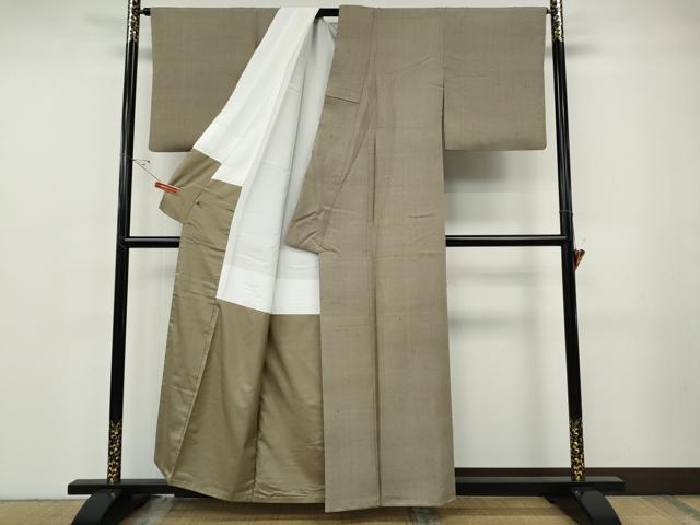 平和屋着物●上質な紬　白橡色　さが美扱い　正絹　逸品　CABF3281ut