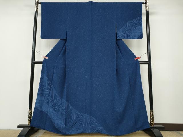 平和屋着物●訪問着　藍　吉祥文　正絹　逸品　CABF3284ut