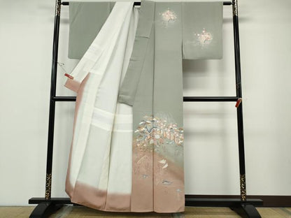 平和屋着物●訪問着　鴛鴦風景花文　暈し染め　金彩　正絹　逸品　CABF3286ut