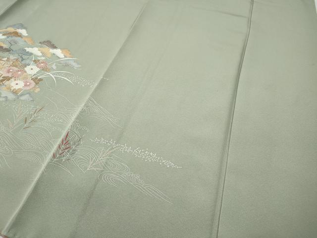 平和屋着物●訪問着　鴛鴦風景花文　暈し染め　金彩　正絹　逸品　CABF3286ut