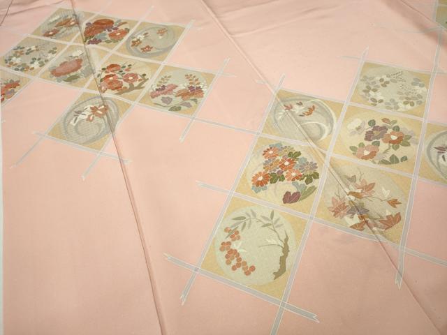 平和屋着物●訪問着　駒刺繍　天井花丸文　金彩　正絹　逸品　CABF3287ut