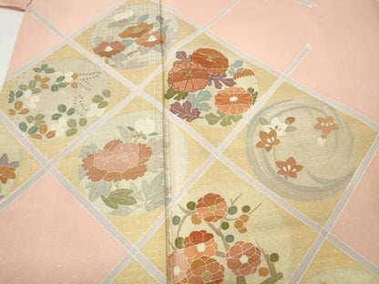 平和屋着物●訪問着　駒刺繍　天井花丸文　金彩　正絹　逸品　CABF3287ut