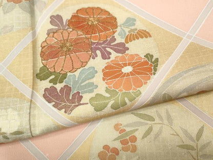 平和屋着物●訪問着　駒刺繍　天井花丸文　金彩　正絹　逸品　CABF3287ut