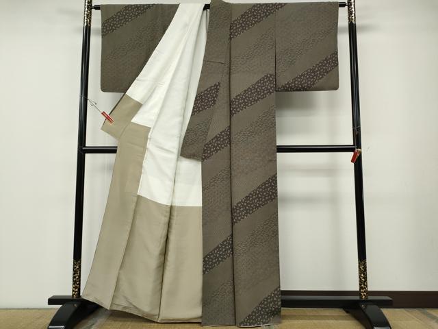 平和屋着物●上質な小紋　斜線吉祥文　正絹　逸品　CABF3290ut