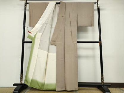 平和屋着物●江戸小紋　万筋　赤白橡色×肌色　正絹　逸品　CABF3294ut