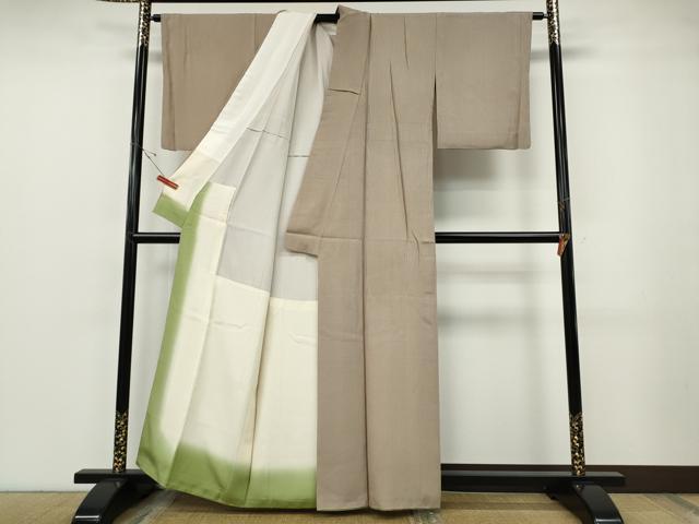 平和屋着物●江戸小紋　万筋　赤白橡色×肌色　正絹　逸品　CABF3294ut