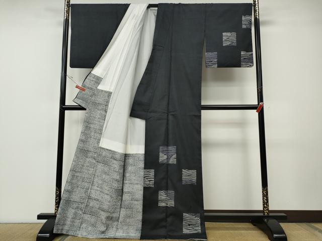 平和屋着物●訪問着　本場染大島紬　色紙流水文　正絹　逸品　CABF3299ut