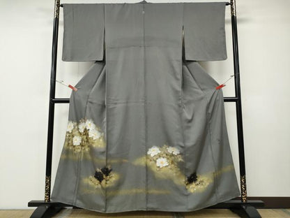 平和屋着物●豪華色留袖　作家物　手描き　舞花文　銀通し地　正絹　逸品　CABF3301ut