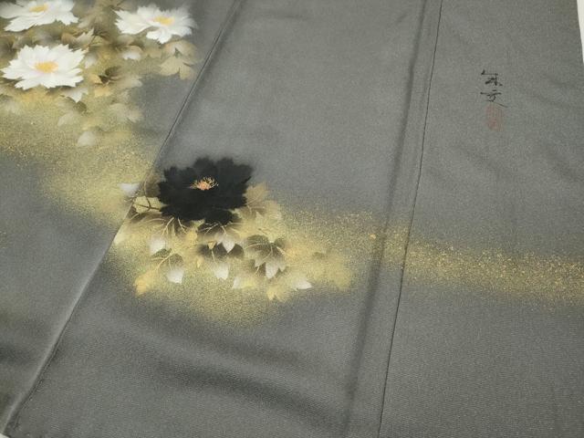 平和屋着物●豪華色留袖　作家物　手描き　舞花文　銀通し地　正絹　逸品　CABF3301ut